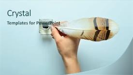  Presentation with feather pen - Presentation theme having dipping feather pen into inkwell background and a sky blue colored foreground