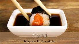 Presentation with roll - Colorful presentation theme enhanced with dipping-roll-in-sauce backdrop and a coral colored foreground
