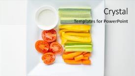  Presentation with dip - Amazing presentation having dips - fresh organic vegetables with dip backdrop and a white colored foreground