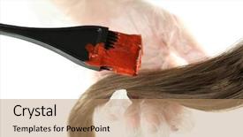  Presentation with hair brush - Presentation theme having dips with brush for hair background and a coral colored foreground