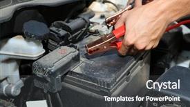  Presentation with current - Beautiful PPT layouts featuring direct current motor - car mechanic uses battery jumper backdrop and a dark gray colored foreground