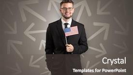  Presentation with flag - Beautiful slide deck featuring direct integration - cheerful elegant boy standing backdrop and a  colored foreground