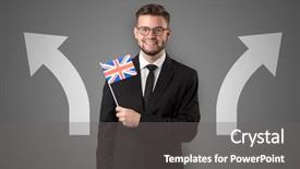  Presentation with moving target - Presentation theme having direct integration - handsome young boy choosing target background and a  colored foreground