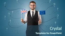  Presentation with arrows - Colorful PPT theme enhanced with direct integration - smiling young man standing backdrop and a  colored foreground