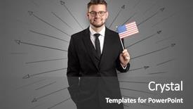  Presentation with bulgarian flag - Theme having direct integration - smiling young man standing background and a  colored foreground