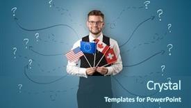  Presentation with gold man smile - Slides having direct integration - smiling young man standing background and a ocean colored foreground