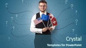  Presentation with gold man smile - Amazing slides having direct integration - smiling young man standing backdrop and a ocean colored foreground