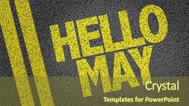  Presentation with road - Colorful presentation design enhanced with direct labor - hello may written backdrop and a tawny brown colored foreground