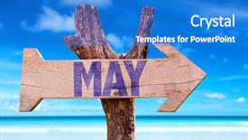  Presentation with beach - Slide set consisting of direct labor - may wooden sign with beach background and a cobalt blue colored foreground