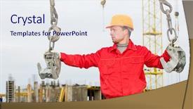  Presentation with labor - PPT theme having direct labor - rigger builder in uniform background and a sky blue colored foreground