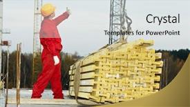  Presentation with builder - Colorful slide set enhanced with direct labor - slinger builder in uniform backdrop and a sky blue colored foreground