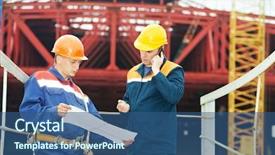  Presentation with engineering engineer or safety officer - Slide set featuring direct labor - two engineer builders with blueprint background and a  colored foreground