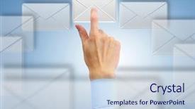  Presentation with touch screen - Beautiful PPT theme featuring direct mail - arm press button in envelope backdrop and a lemonade colored foreground