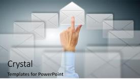  Presentation with touch screen - Audience pleasing PPT theme consisting of direct mail - arm press button in envelope backdrop and a light gray colored foreground