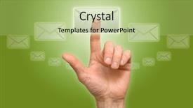  Presentation with press - Audience pleasing presentation consisting of direct mail - arm press the button icon backdrop and a mint green colored foreground