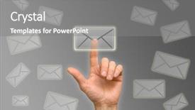  Presentation with press - Presentation with direct mail - arm press the button icon background and a gray colored foreground