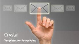  Presentation with press - Presentation theme having direct mail - arm press the button icon background and a coral colored foreground