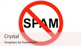  Presentation with spam - Cool new presentation theme with direct mail - round sign no spam isolated backdrop and a lemonade colored foreground