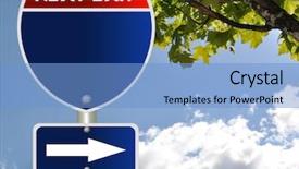  Presentation with empty road motion blur - PPT theme featuring direct marketing - empty road sign background and a light blue colored foreground