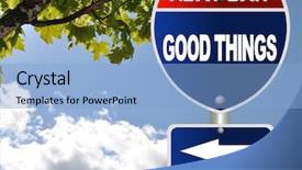  Presentation with bible all things work together for good - Presentation enhanced with direct marketing - good things road sign background and a light blue colored foreground