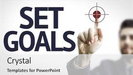  Presentation with set goals - Audience pleasing theme consisting of direct sales - business man pointing to transparent backdrop and a white colored foreground