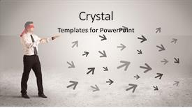  Presentation with blindfolded - Presentation theme consisting of direct sales - male office worker standing blindfolded background and a lemonade colored foreground