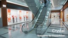  Presentation with electrical shop - Theme featuring direct sales - persons on escalator in shop background and a gray colored foreground