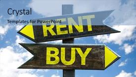  Presentation with sky - PPT layouts having direct sales - rent - buy signpost background and a light blue colored foreground