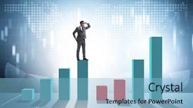  Presentation with bar - Colorful presentation enhanced with direct sales - young businessman in business concept backdrop and a light blue colored foreground