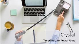  Presentation with great communication skills in business - Cool new PPT theme with business communication and people concept backdrop and a sky blue colored foreground