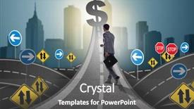  Presentation with profit - Cool new slide deck with walking towards his profit target backdrop and a dark gray colored foreground