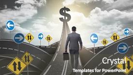  Presentation with profit - Presentation theme featuring walking towards his profit target background and a dark gray colored foreground