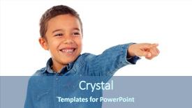 Presentation with special education cute kid - PPT theme featuring directing educational - cute kid pointing with his background and a ocean colored foreground