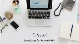  Presentation with workplace - Presentation theme having directing others - business workplace and technology concept background and a light gray colored foreground