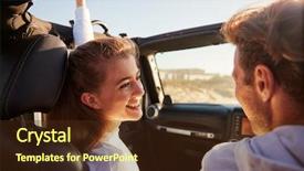  Presentation with pov - PPT theme featuring directing others - couple look at each other background and a tawny brown colored foreground