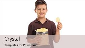  Presentation with chip - Colorful presentation theme enhanced with directing others - little kid holding a bag backdrop and a soft green colored foreground