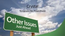  Presentation with green computing issues and solution - Colorful slides enhanced with directing others - other issues green road sign backdrop and a light blue colored foreground