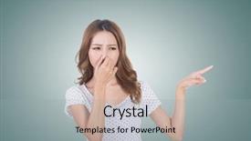  Presentation with smell - PPT theme enhanced with directing others - portrait of a young woman background and a  colored foreground