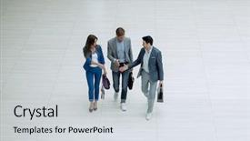  Presentation with team business top view - Beautiful slide deck featuring directing others - top view business colleagues greeting backdrop and a light gray colored foreground