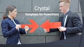  Presentation with two people holding hands - Audience pleasing PPT layouts consisting of directing others - two opponents holding two big backdrop and a gray colored foreground