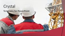  Presentation with construction site construction - Audience pleasing presentation theme consisting of directing to the tower crane backdrop and a white colored foreground