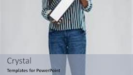  Presentation with young happy people smiling - Slide deck featuring direction-and-people-concept-happy background and a light blue colored foreground