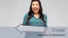  Presentation with young happy people smiling - Presentation design having direction-and-people-concept-happy background and a light gray colored foreground