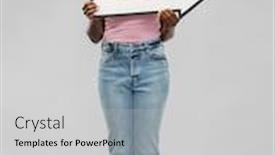  Presentation with woman sad - Presentation consisting of direction-and-people-concept-sad background and a light gray colored foreground