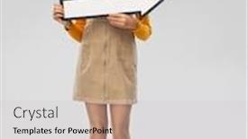  Presentation with teenage girl - Colorful PPT layouts enhanced with direction-and-people-concept-smiling backdrop and a light gray colored foreground