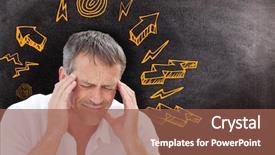  Presentation with black man - Cool new slides with direction arrows - man with headache against black backdrop and a  colored foreground