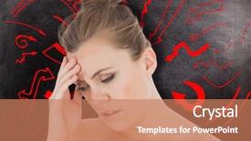  Presentation with black woman - Presentation having direction arrows - woman with headache against black background and a  colored foreground