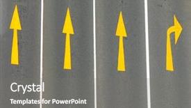  Presentation with road safety education - Presentation theme having direction arrows on a road background and a  colored foreground