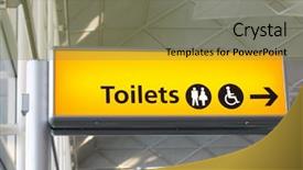  Presentation with toilet - Slide set consisting of direction boards - toilet sign background and a gold colored foreground