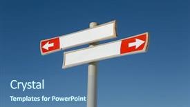  Presentation with blue sky - Presentation theme with direction signs against blue sky background and a ocean colored foreground